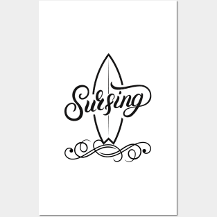Surfing Tattoo Art Surfboard Waves Posters and Art